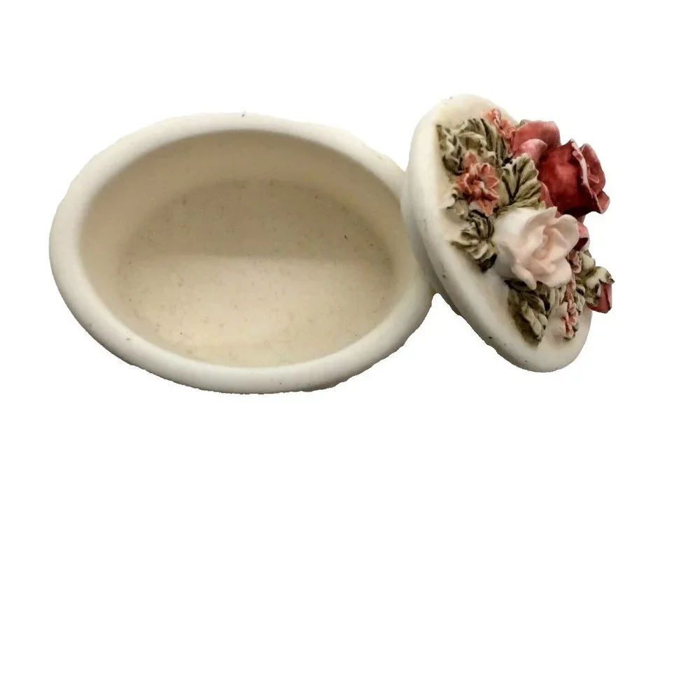 Vintage Floral Trinket Ring Box